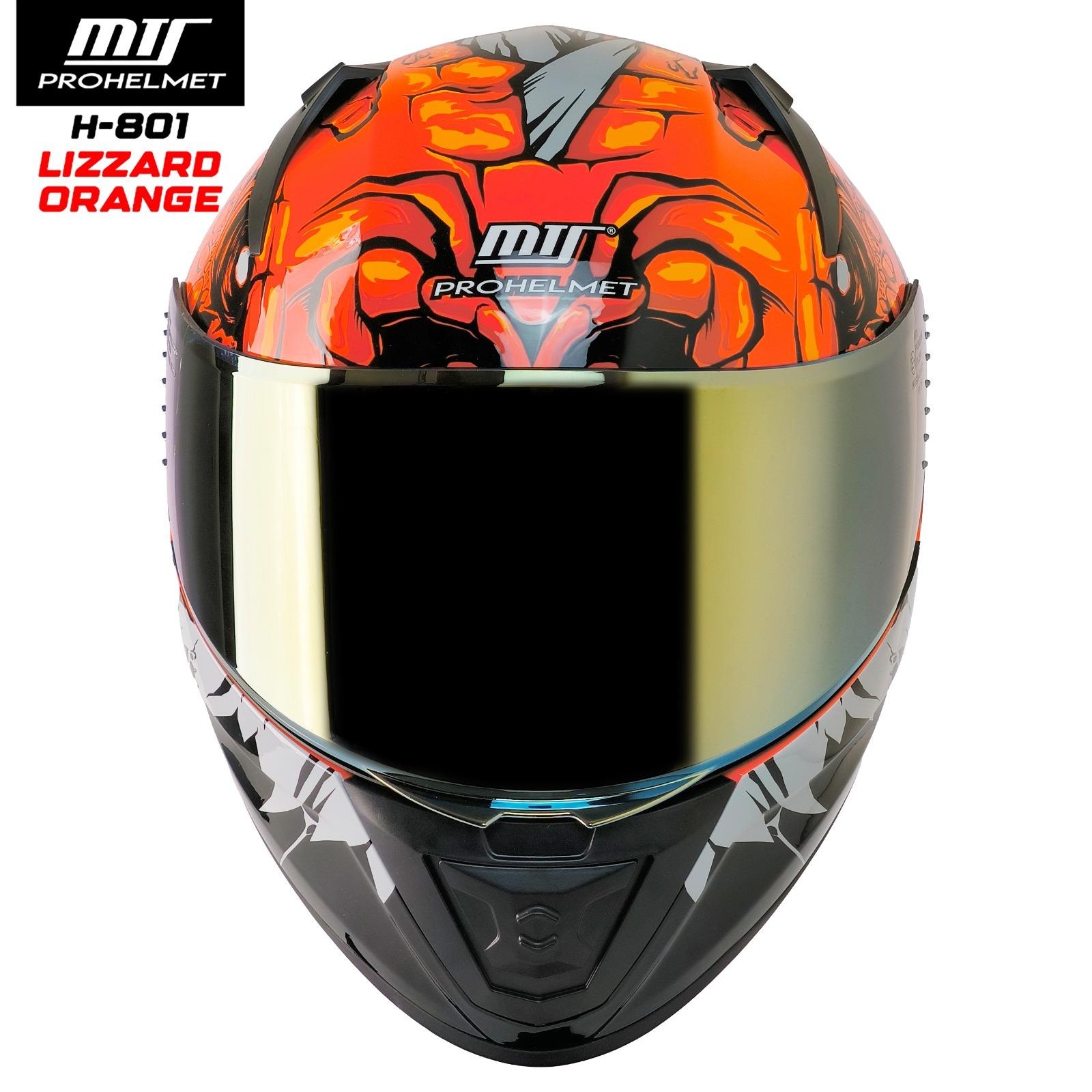 MTS M-801 LIZZARD ORANGE FULLFACE KASK (GOLD VİZÖRLÜ)